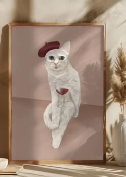 Classy Wine Cat Plakat (21x29.7 cm (A4))