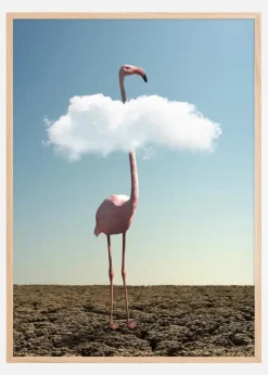 Cloudy Flamingo Plakat (21x29.7 cm (A4))