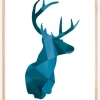 Deer - Blå Plakat (21x29.7 cm (A4))