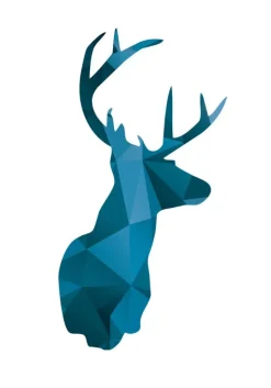 Deer - Blå Plakat (21x29.7 cm (A4))