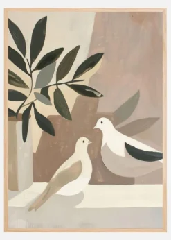 Doves On Patio Plakat (21x29.7 cm (A4))