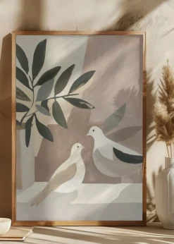 Doves On Patio Plakat (21x29.7 cm (A4))