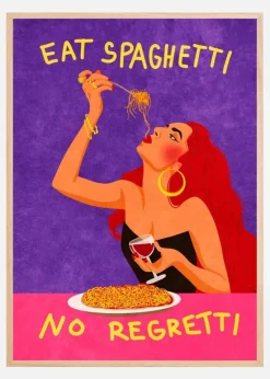 Eat spaghetti no regretti Plakat (21x29.7 cm (A4))