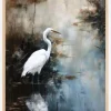 Egret in Lake Plakat (21x29.7 cm (A4))