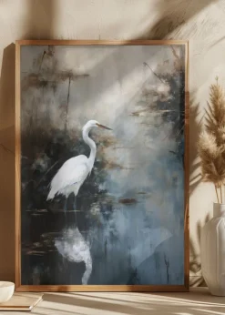 Egret in Lake Plakat (21x29.7 cm (A4))