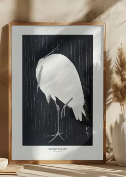 Egret In The Rain Plakat (21x29.7 cm (A4))
