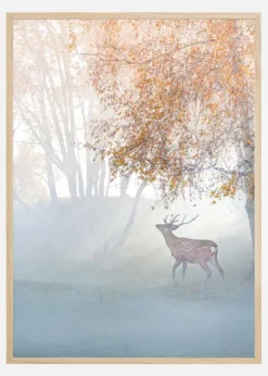 Elk Lost In Mist Plakat (21x29.7 cm (A4))
