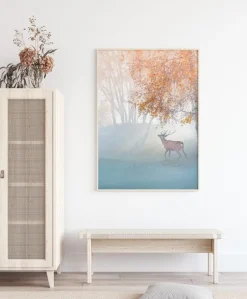 Elk Lost In Mist Plakat (21x29.7 cm (A4))