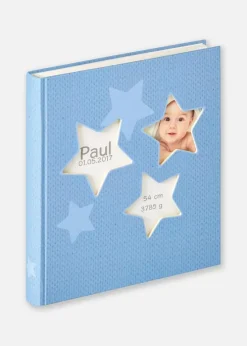 Estrella Babyalbum Blå - 28x30,5 cm (50 Hvide sider / 25 blade)