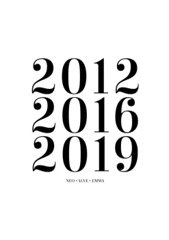 Familietavle - 3 Fødselsår & Navn - Hvid (21x29,7 cm (A4))