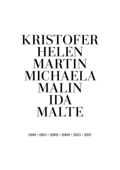 Familietavle - 7 Fødselsår & Navn - Hvid (21x29,7 cm (A4))