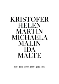 Familietavle - 7 Fødselsår & Navn - Hvid (21x29,7 cm (A4))