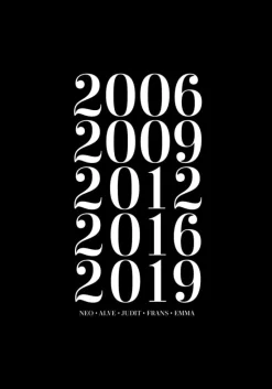 Familietavle - 5 Fødselsår & Navn - Sort (21x29,7 cm (A4))