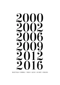 Familietavle - 6 Fødselsår & Navn - Hvid (21x29,7 cm (A4))