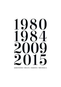 Familietavle - 4 Fødselsår & Navn - Hvid (21x29,7 cm (A4))