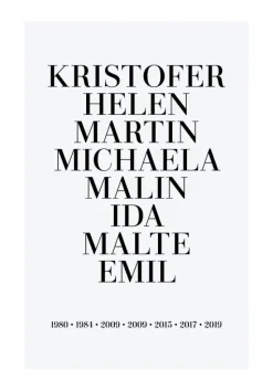 Familietavle - 8 Fødselsår & Navn - Grå (21x29,7 cm (A4))