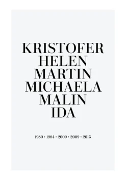 Familietavle - 6 Fødselsår & Navn - Grå (21x29,7 cm (A4))