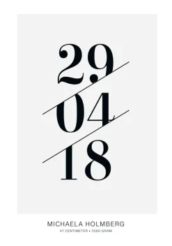 Fødselstavle I - Grå (21x29,7 cm (A4))