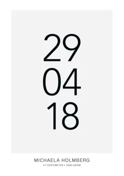 Fødselstavle II - Grå (21x29,7 cm (A4))