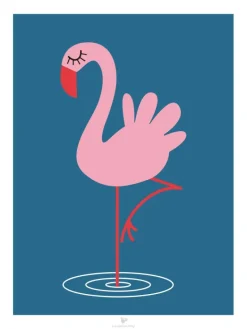 Flamingo - Blue Plakat (30x40 cm)