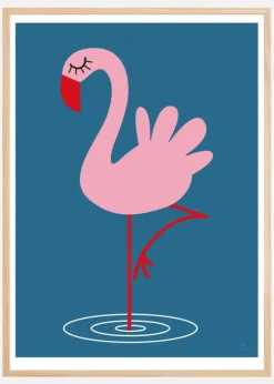 Flamingo - Blue Plakat (50x70 cm)