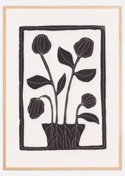 Floral Serenity / Lino Print Plakat (21x29.7 cm (A4))