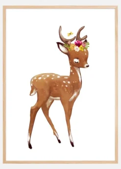 Flower Deer Plakat (21x29.7 cm (A4))