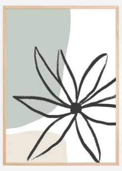 Flower Mint and Cream Plakat (21x29.7 cm (A4))