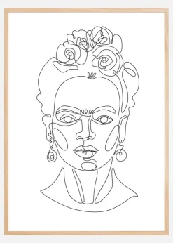 Frida Kahlo - Thin Line Art Plakat (21x29.7 cm (A4))