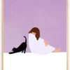 Girl and Cat Plakat (21x29.7 cm (A4))
