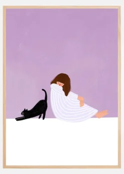 Girl and Cat Plakat (21x29.7 cm (A4))