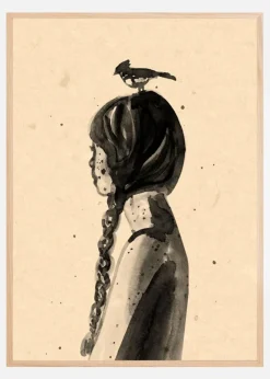 Girl with Bird Plakat (21x29.7 cm (A4))
