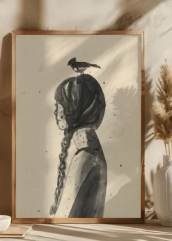 Girl with Bird Plakat (21x29.7 cm (A4))