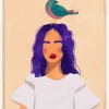 Girl with bird Plakat (21x29.7 cm (A4))