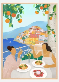 Girls in Positano Plakat (21x29.7 cm (A4))