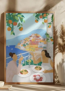 Girls in Positano Plakat (21x29.7 cm (A4))