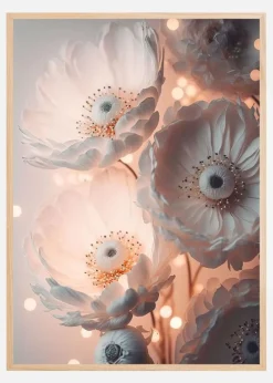 Glowing Patel Pink Flowers Plakat (21x29.7 cm (A4))