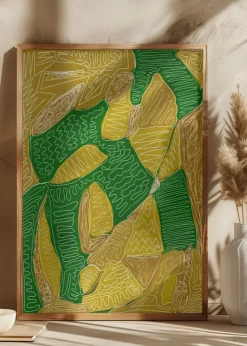 Gold and green abstract Plakat (21x29.7 cm (A4))