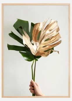 Golden monstera Plakat (21x29.7 cm (A4))