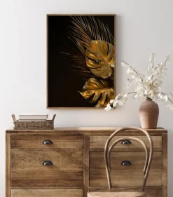 Golden Monstera Plakat (21x29.7 cm (A4))