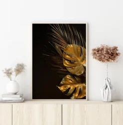 Golden Monstera Plakat (21x29.7 cm (A4))