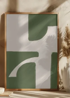 Green Beige Modern Plakat (21x29.7 cm (A4))