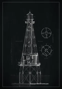 Griffelbillede - Fyr - Ship Shoal Lighthouse Plakat (21x29.7 cm (A4))