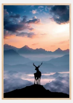 Heavenly Blue Deer Plakat (21x29.7 cm (A4))