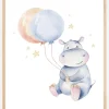 Hippo Balloon Plakat (21x29.7 cm (A4))