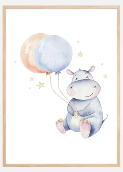 Hippo Balloon Plakat (21x29.7 cm (A4))