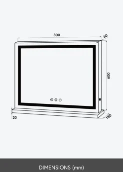 KAILA Makeupspejl Base Horisontal LED Hvid 80x60 cm