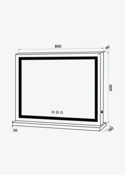 KAILA Makeupspejl Base Horisontal LED Hvid 80x60 cm