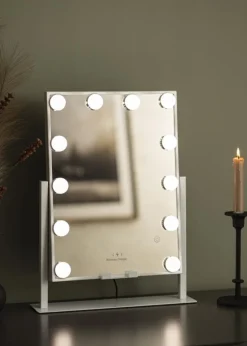 KAILA Makeupspejl Hollywood 12 med Trådløs Oplader Hvid 30x41 cm