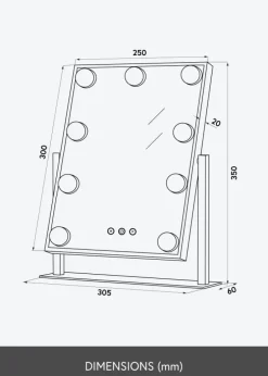 KAILA Makeupspejl Hollywood 9 Sort 25x30 cm
